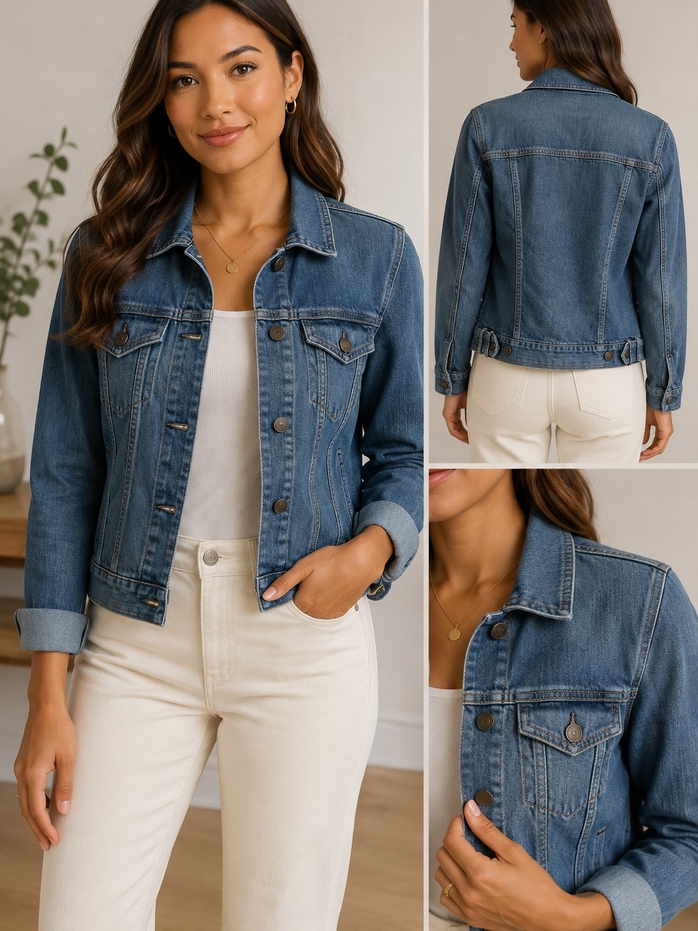 Eddie Bauer Classic Denim Jacket in Medium Blue PTP 19
